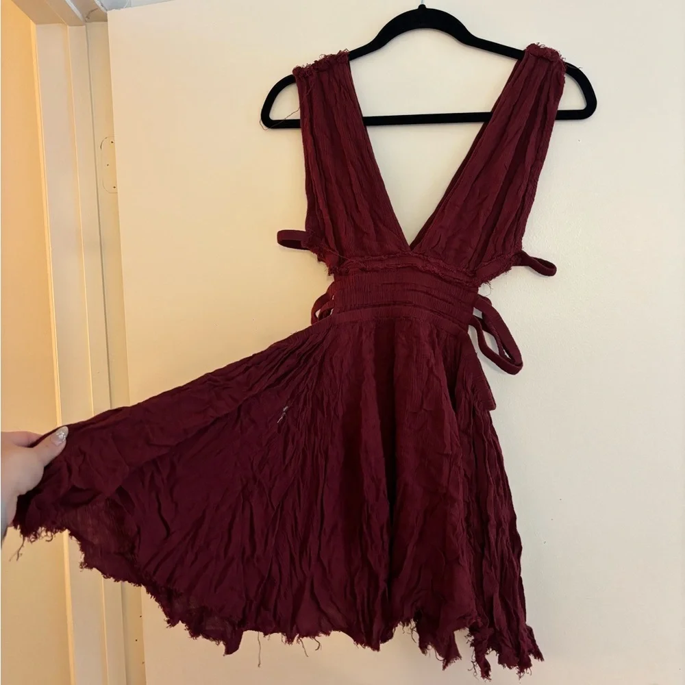 Free People Deep Red Backless Dress - Picture 2 of 4